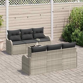vidaXL Σετ Καναπέ Κήπου με μαξιλάρι 7 pcs Ανοιχτό γκρι, Σκουρό Γκρι