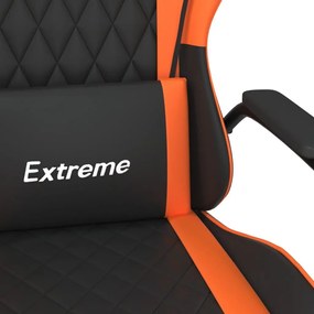 Καρέκλα Gaming Μασάζ Μαύρο/πορτοκαλί από Συνθετικό Δέρμα - Μαύρο