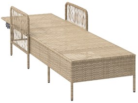vidaXL Ξαπλώστρα Μπεζ και ανοιχτό γκρι PE ρατάν 157 x 55 x 92 εκ.