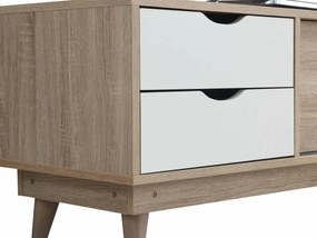 Τραπέζι Tv Mesa G104, Άσπρο, Sonoma οξιά, Ο αριθμός των θυρών: 2, Αριθμός συρταριών: 2, 120x45x45cm | Epipla1.gr