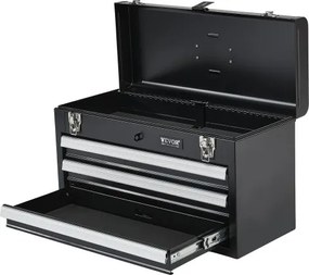 VEVOR Tool Box 20.5-inch Portable Metal Tool Box with 3 Drawers Tool Organizer