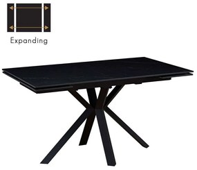 Τραπέζι Επεκτεινόμενο Grada 02-0614 140x80x75cm Marble Effect Black Πέτρα,Μέταλλο