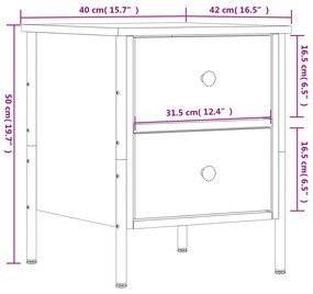 Κομοδίνο Καπνιστή Δρυς 40 x 42 x 50 εκ. από Επεξεργασμένο Ξύλο - Καφέ