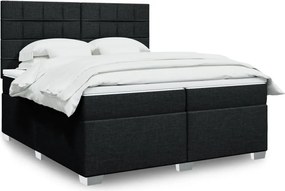 vidaXL Κρεβάτι Boxspring με Στρώμα Μαύρο 200x200 εκ. Υφασμάτινο