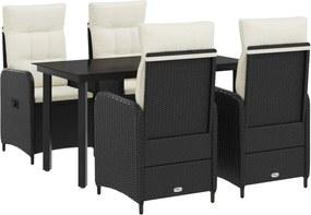 vidaXL Σετ Τραπέζι Καναπέ με μαξιλάρι 5 pcs Μαύρο και Κρεμ Λευκό