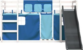 vidaXL Κουκέτα με Τσουλήθρα και Κουρτίνες Μπλε 90x190 εκ.