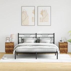 vidaXL Κομοδίνα με LED Φώτες 2 τμχ Παλιό Ξύλο 39x34.5x50 cm