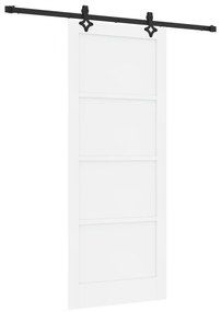 vidaXL Συρόμενη Πόρτα  με Σετ Υλικών Λευκή 86x211 εκ. Στιβαρό Ξύλο Πεύκου