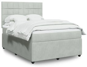 vidaXL Κρεβάτι Boxspring με Στρώμα Ανοιχτό Γκρι 140x200 εκ. Βελούδινο