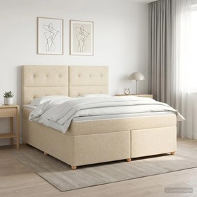 vidaXL Κρεβάτι box spring με στρώμα Κρεμ 140 x 200 cm Ύφασμα