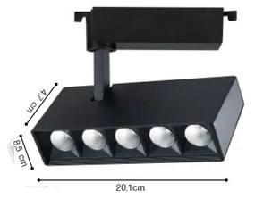 Σποτ 20W μονοφασικής ράγας σε μαύρο χρώμα (T1-05800-Black )