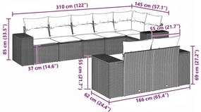 vidaXL Σαλόνι Κήπου 8 Τεμαχίων Μαύρο από Συνθετικό Ρατάν με Μαξιλάρια