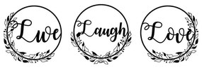Διακοσμητικό Τοίχου Live Laugh Live (Σετ 3Τμχ) 538TNL1121 48x48cm Black Aberto Design Μέταλλο