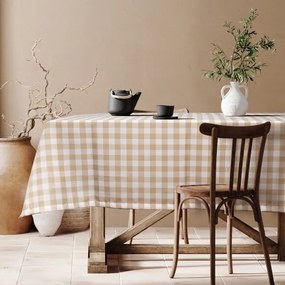 Beauty Home Επαγγελματικό τραπεζομάντηλο Checks Art Ε8033 145x180 Μπεζ