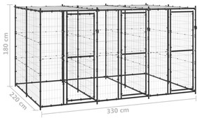 vidaXL Κλουβί Σκύλου Εξωτερικού Χώρου με Στέγαστρο 7,26 μ² από Ατσάλι