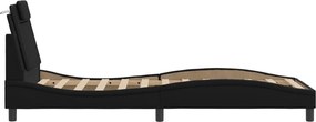 vidaXL Σκελετός Κρεβατιού Viana Χωρίς Στρώμα Μαύρο90x200εκ. από ΣυνθετικόΔέρμα