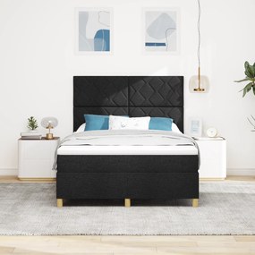 vidaXL Κρεβάτι με Στρώμα Μαύρο 140x200 cm Ύφασμα