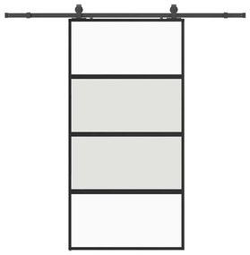 vidaXL Σετ συρόμενης πόρτας με υλικό μαύρο 102,5x205 cm