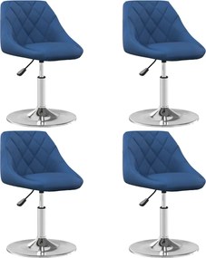 vidaXL Καρέκλες Τραπεζαρίας Περιστρεφόμενες 4 τεμ. Μπλε Βελούδινες
