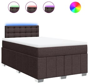 Κρεβάτι Boxspring με Στρώμα Σκούρο Καφέ 120x190 εκ Υφασμάτινο - Καφέ