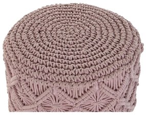 Υποπόδια DKD Home Decor 43 x 43 x 51 cm Ξύλο Καφέ Ανοιχτό Ροζ Μακραμέ Boho