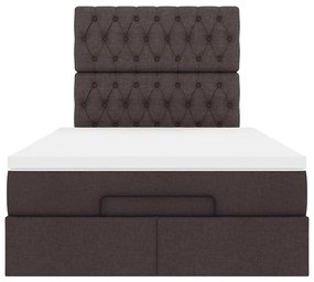vidaXL Ottoman Κρεβάτι με Στρώμα Σκούρο Καφέ 120x200cm Ύφασμα