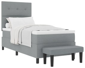 vidaXL Κρεβάτι με Στρώμα & Πάγκο Ανοιχτό Γκρι 80x200 εκ Υφάσματος