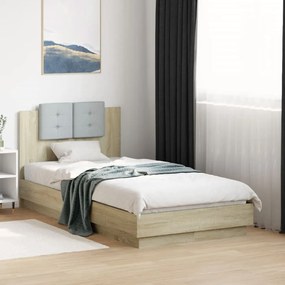 Πλαίσιο Κρεβατιού με Κεφαλάρι/LED Sonoma δρυς 75x190 εκ. - Καφέ