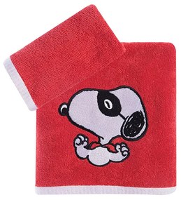 Σετ Πετσέτες Snoopy Mask Hero Red (30x50)+(70x140) - Nef Nef