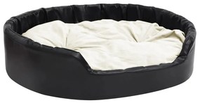 vidaXL Κρεβάτι Σκύλου Μαύρο/Μπεζ  99 x 89 x 21 εκ. Βελουτέ/Συνθ. Δέρμα