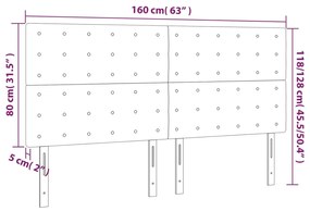 vidaXL Κεφαλάρι Κρεβατιού LED Ανοιχτό Γκρι 160x5x118/128 εκ. Βελούδινο