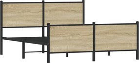 vidaXL Σκελετός Κρεβ. Χωρίς Στρώμα Sonoma Δρυς 140x190 εκ. Μεταλλικό