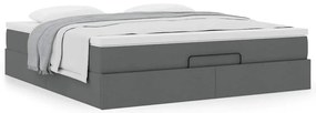 vidaXL Οθωμανικό κρεβάτι με στρώμα σκούρο γκρι 160x200cm ύφασμα