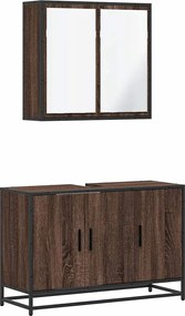 vidaXL Σετ Επίπλων Μπάνιου 2 Τεμαχίων Καφέ Δρυς από Τεχν. Ξύλο