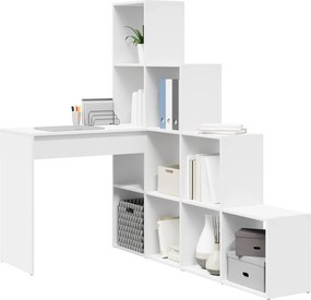 vidaXL Γωνιακό γραφείο με ράφι Λευκό 101,5 x 149,5 x 149,5 εκ.