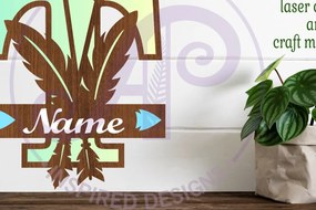 Σετ των 2 Intra απο ξύλο plywood 3mm-4mm πάχος Boho Capital Monogram Letter T Δίασταση 30x20 cm INTRAFABR-86123601