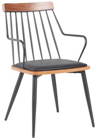 Καρέκλα - Πολυθρόνα Posse μέταλλο μαύρο-καρυδί ξύλο-μαύρο pu 52x59x83εκ 52x59x83 εκ.