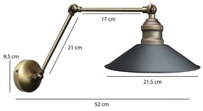 GloboStar HAWK 204-0114 Μοντέρνο Επιτοίχειο Φωτιστικό Απλίκα Μονόφωτο 1 x E27 IP20 Χρυσό Μέταλλο με Μαύρο Πλαστικό - Μ21,5 x Π21,5 x Υ52cm