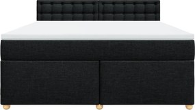 vidaXL Κρεβάτι Boxspring με Στρώμα Μαύρο 180x200 εκ. Υφασμάτινο