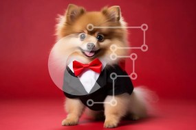 Σετ των 2 Intra Συλλεκτικό Ξύλινο Παζλ Plywood 4mm - Σκύλος Pomeranian με σμόκιν Σε Ξύλινο Κουτί - Διαστάσεις: 10x10 cm – 25 κομμάτια