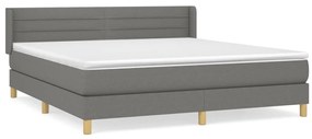 vidaXL Κρεβάτι Boxspring με Στρώμα Σκούρο Γκρι 180x200 εκ Υφασμάτιν