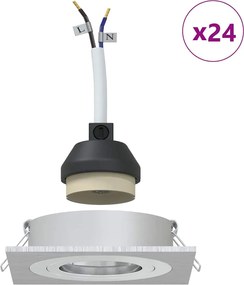 vidaXL Σποτ 24 pcs Ασημί 9 x 9 x 2 εκ. Αλουμίνιο