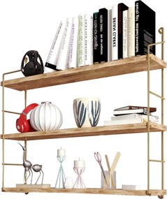 Wall Shelf 3'lü Duvar Rafı, Kitaplık Gold
Brown