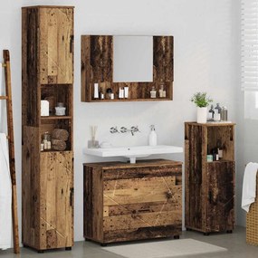 vidaXL Σετ Επίπλων Μπάνιου με ράφι 4 pcs Παλαιό ξύλο 30 x 35 x 192 εκ.