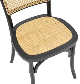 Καρέκλα Zozele φυσικό rattan pe-μαύρο toon wood 45x51x88εκ