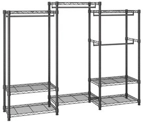 VEVOR Heavy Duty Clothes Rack, Rolling Clothing Garment Rack with 4 Hang Rods &amp; 8 Storage Tiers, Adjustable Custom Closet Rack, Freestanding Wardrobe for Hanging Clothes, 800 lbs Load Capacity