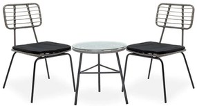 Lounge Gaus-Naoki set 3pcs metal-black-pe grey