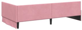 vidaXL Κρεβάτι Γωνίας Ροζ 90 x 200 cm Βελούδο και Εργοστασιακό ξύλο