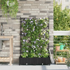 vidaXL Γλάστρα Κήπου με Πρέσβεια 2 τεμ Μαύρη 80x40x125.5 εκ.