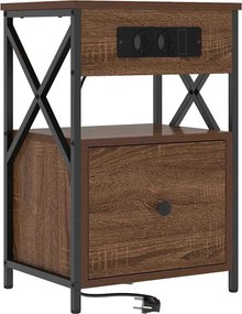 vidaXL Κομοδίνο 2 pcs Καφέ δρυς 40 x 31 x 60 εκ. Επεξεργασμένο ξύλο
